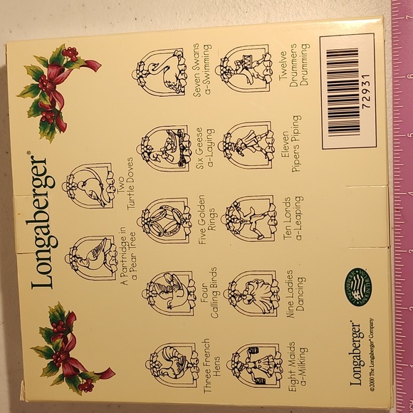 Longaberger 12 Gifts Of Christmas Set Of 12 Miniature Pewter Ornaments Boxed - Picture 9 of 12